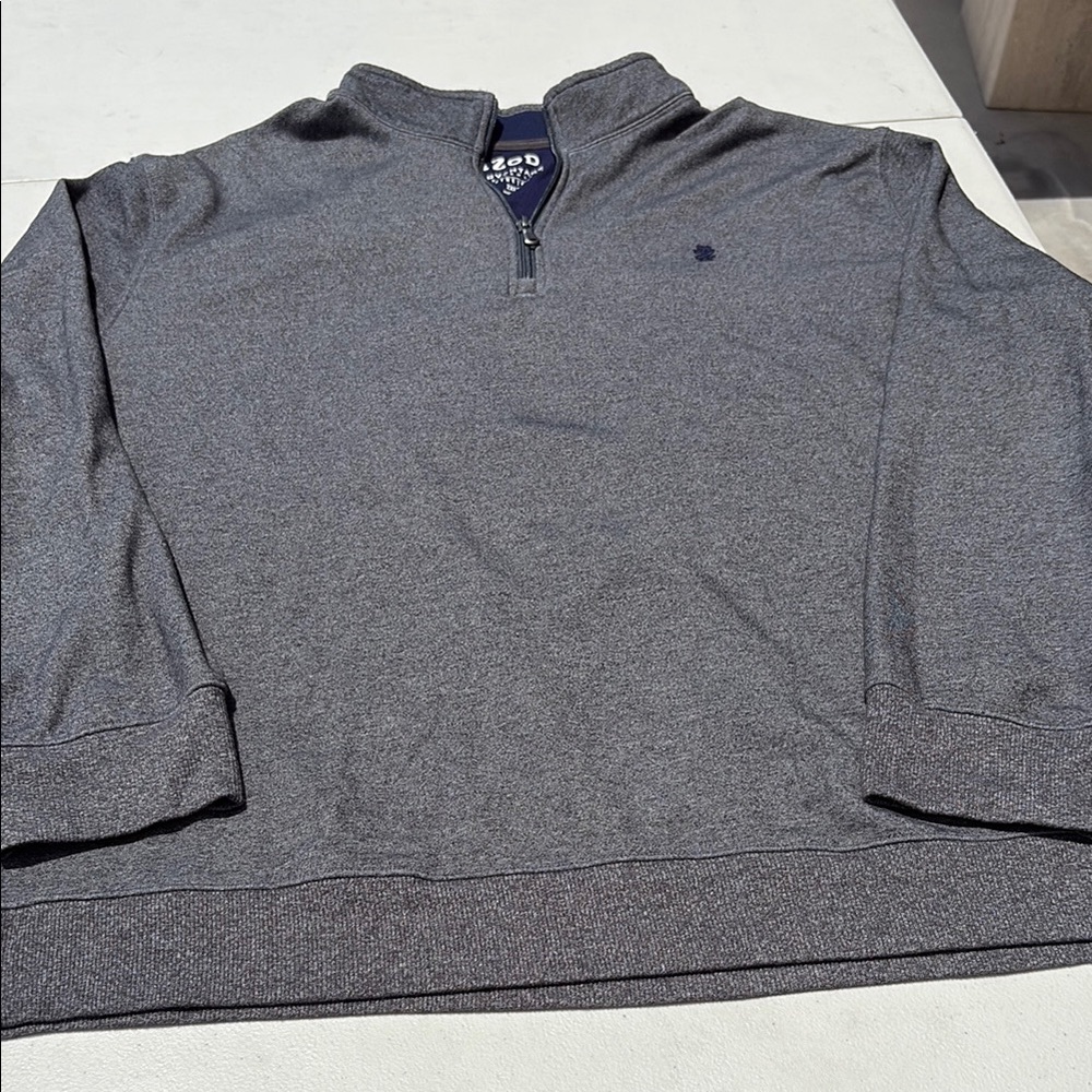 Izod Gray Zip Up Sweater Classic Knit